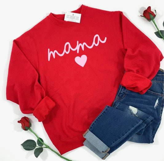 Mama Red Heart Sweatshirt